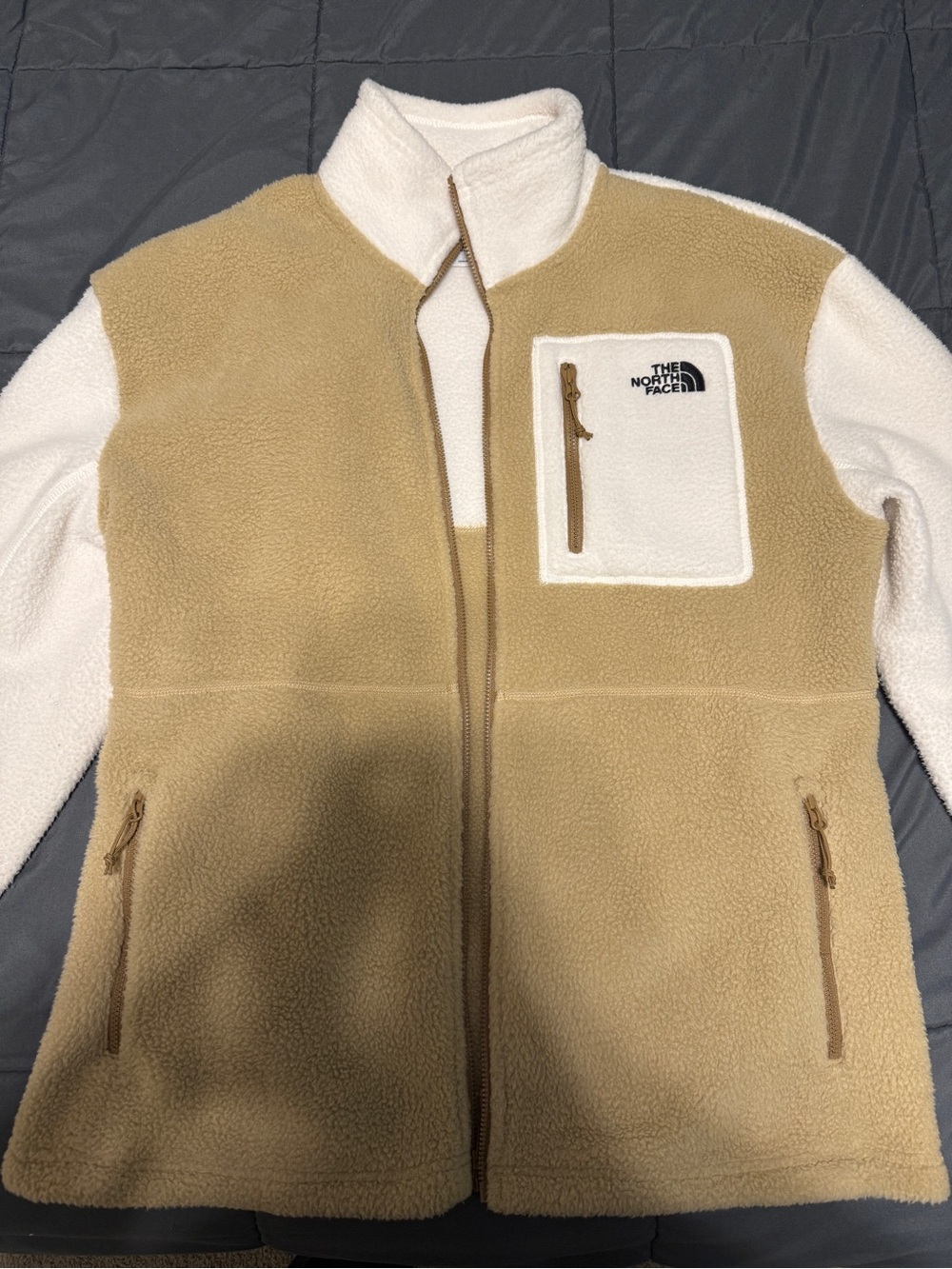 North Face Women’s Yumiori Full-Zip Khaki and White